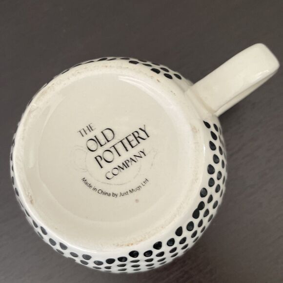 Old Pottery Co Black Drips Drops Bullseye Silver Handle Asymmetrical Mug Cute - Picture 6 of 6